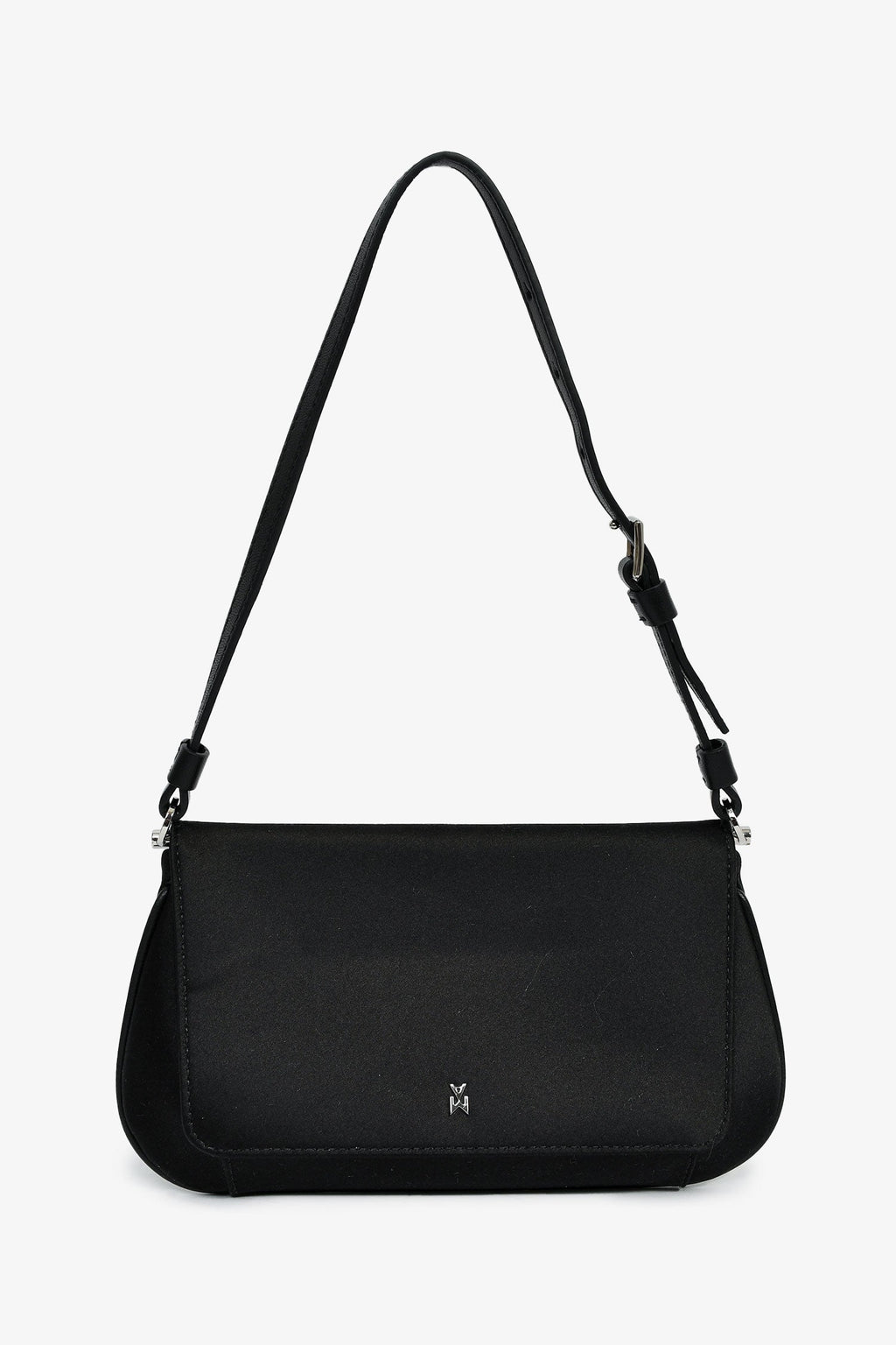 Amina Muaddi Black Satin 'Amina Mini' Shoulder Bag