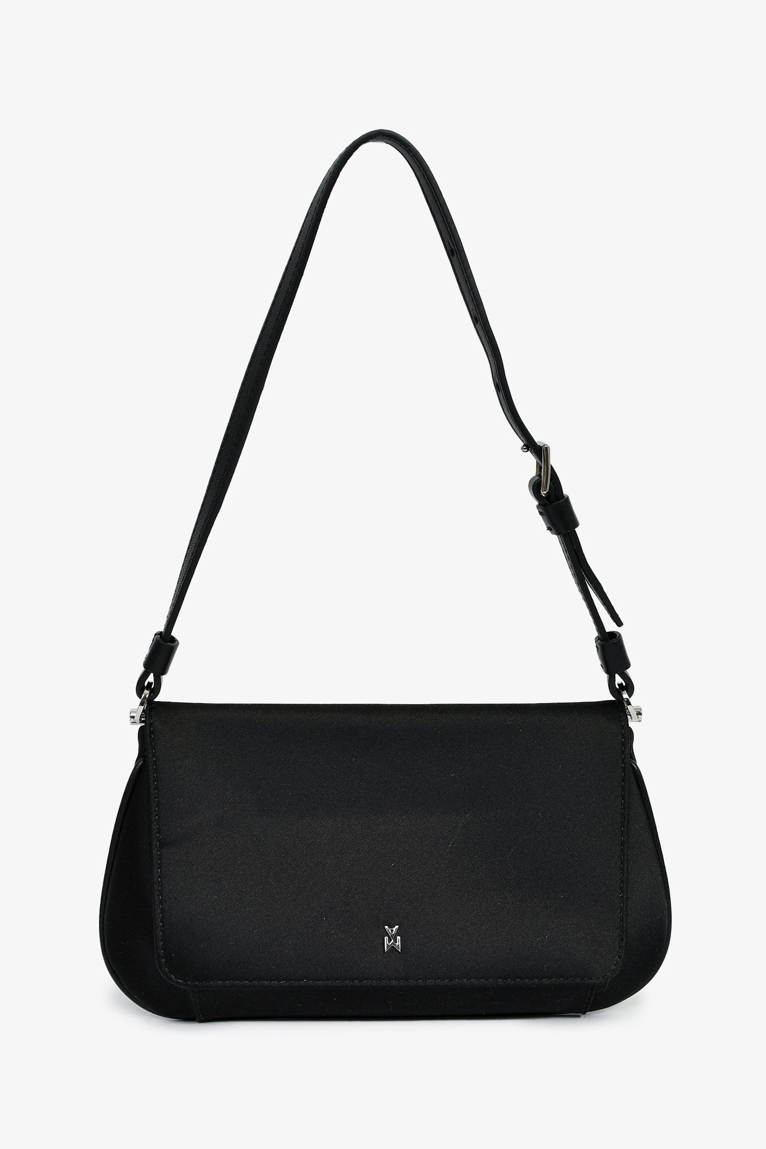 Amina Muaddi Black Satin 'Amina Mini' Shoulder Bag