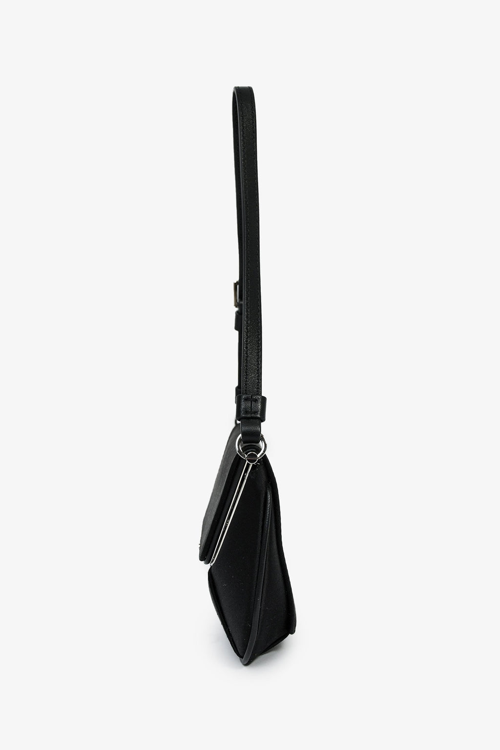 Amina Muaddi Black Satin 'Amina Mini' Shoulder Bag