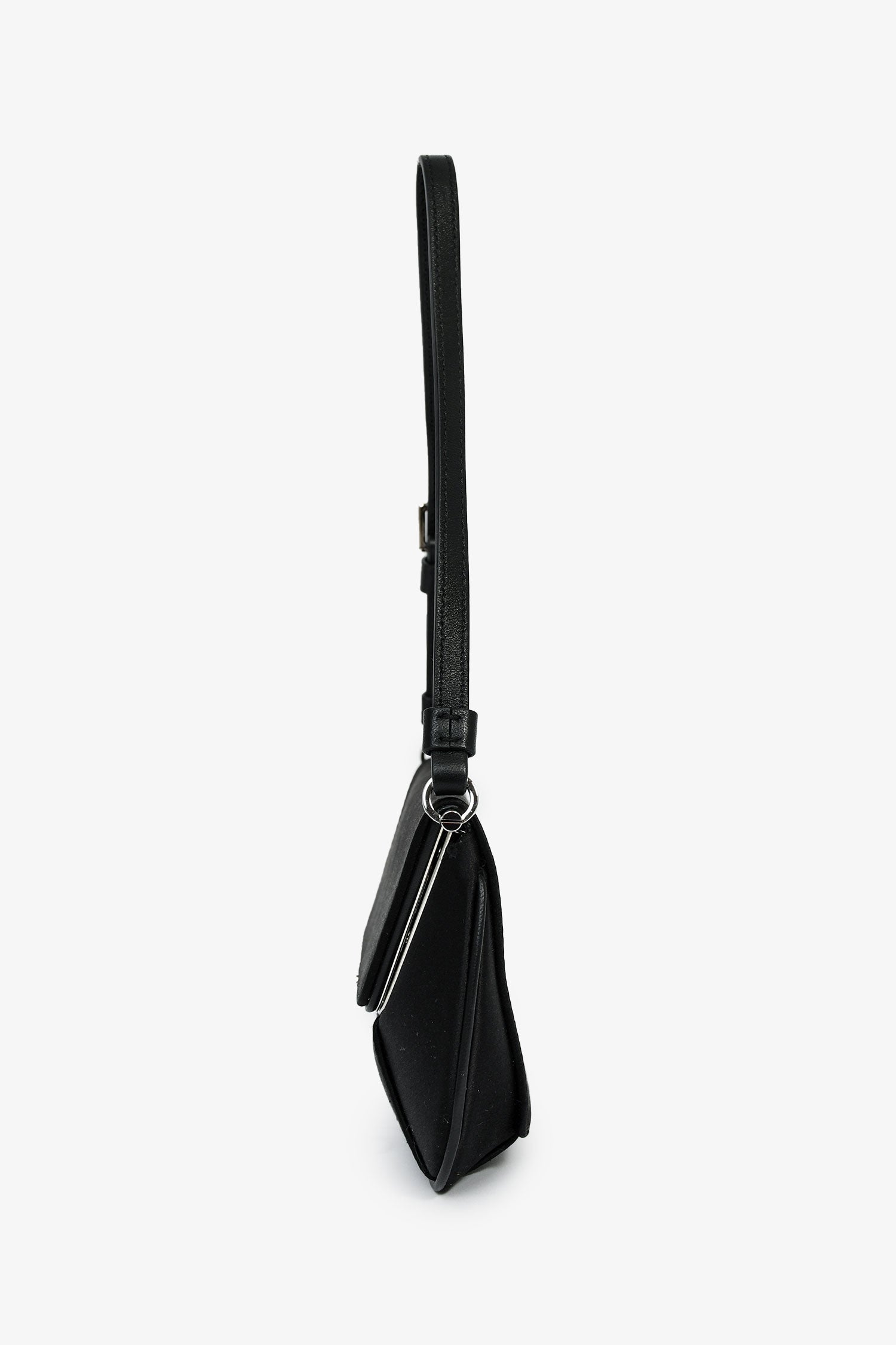 Amina Muaddi Black Satin 'Amina Mini' Shoulder Bag