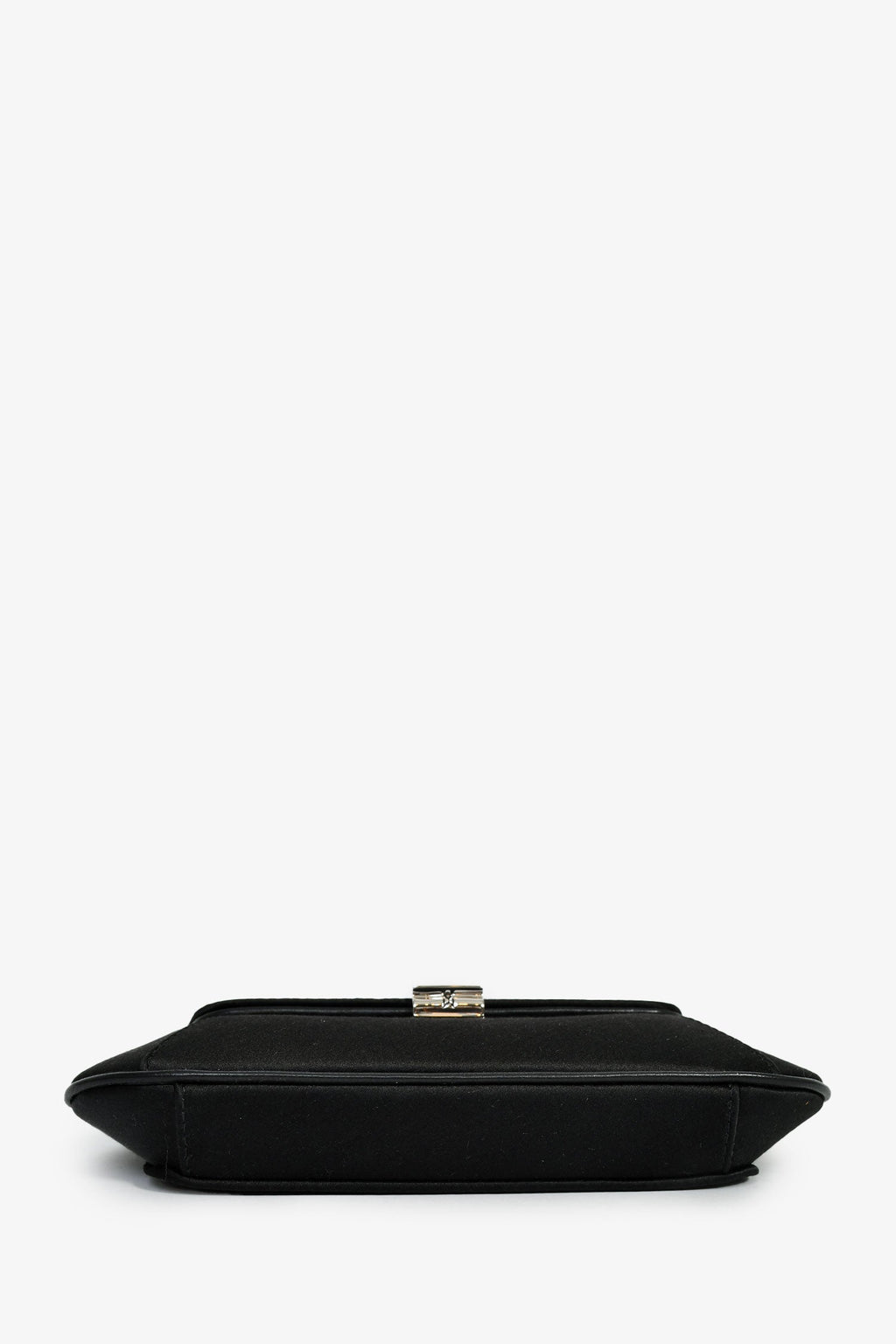 Amina Muaddi Black Satin 'Amina Mini' Shoulder Bag
