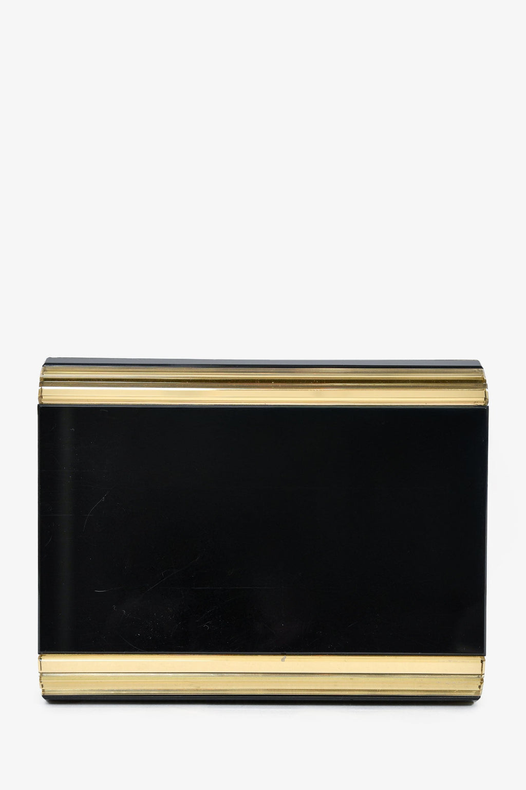 Jimmy Choo Black/Gold Acrylic Clutch With Chain