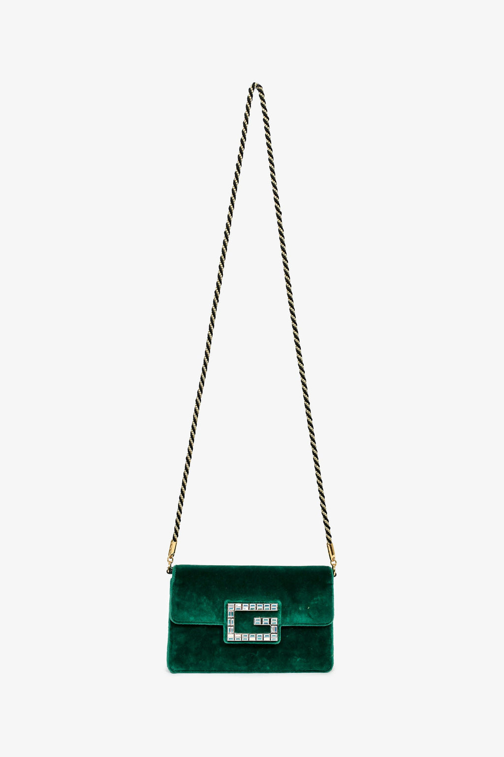 Gucci Green Velvet GG Crystal 'Broadway' Mini Shoulder Bag