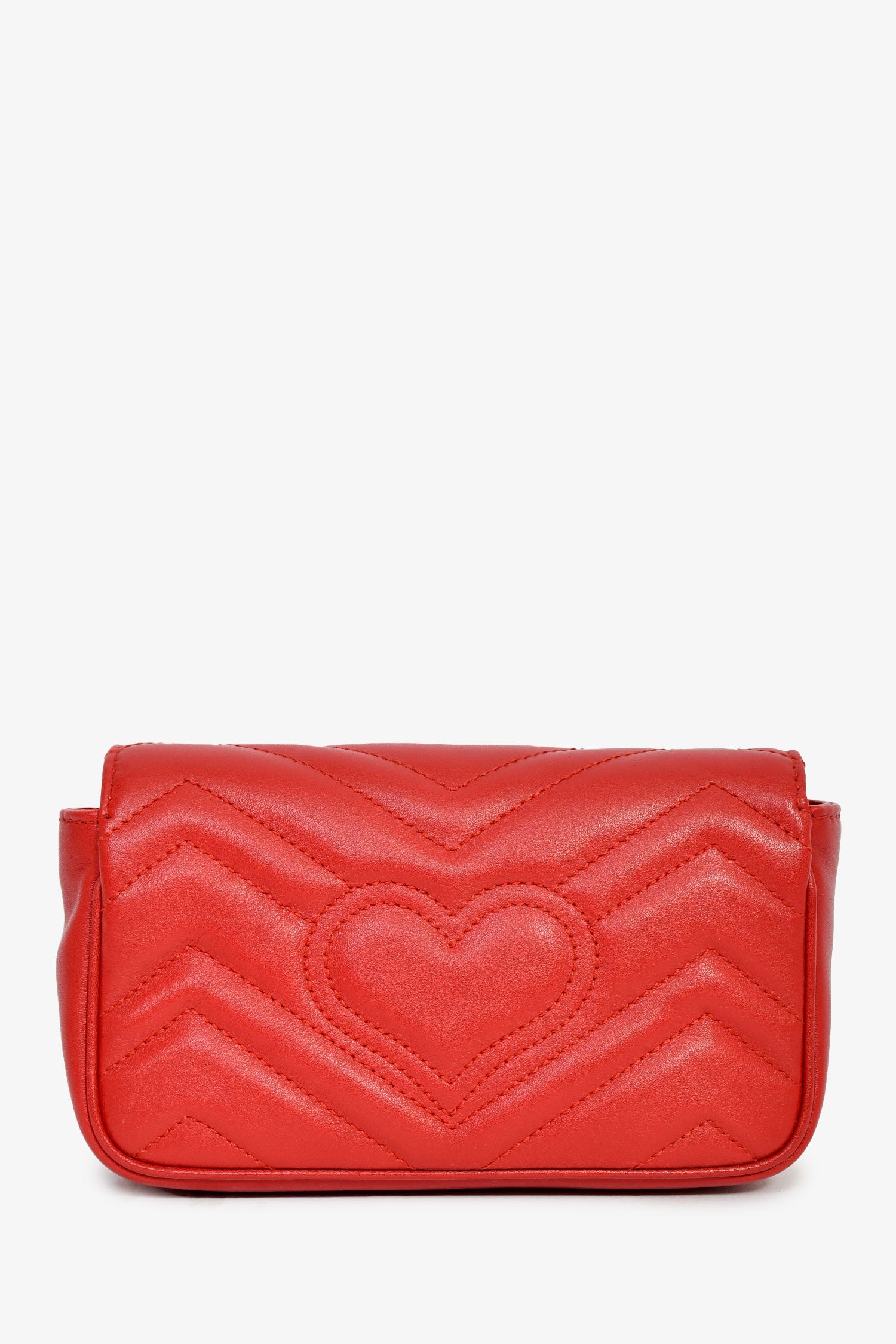 Gucci Red Leather GG Marmont Super Mini Crossbody Bag
