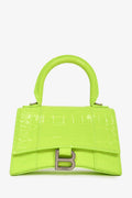 Balenciaga Neon Yellow  Croc Embossed XS Hourglass Top Handle Bag