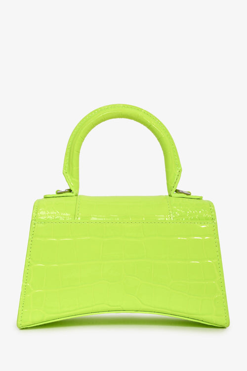 Balenciaga Neon Yellow  Croc Embossed XS Hourglass Top Handle Bag