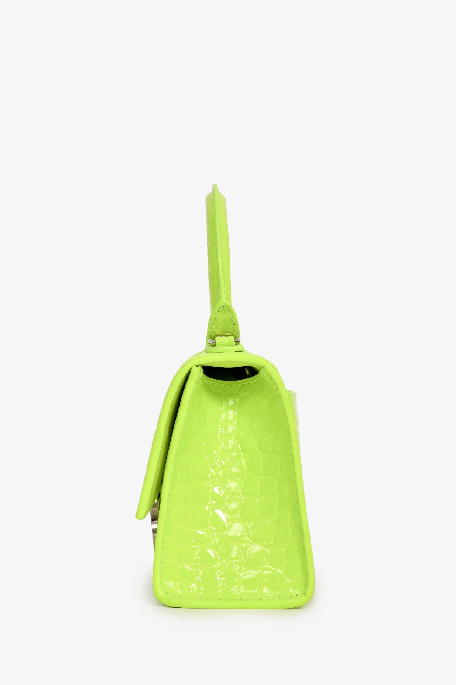 Balenciaga Neon Yellow  Croc Embossed XS Hourglass Top Handle Bag