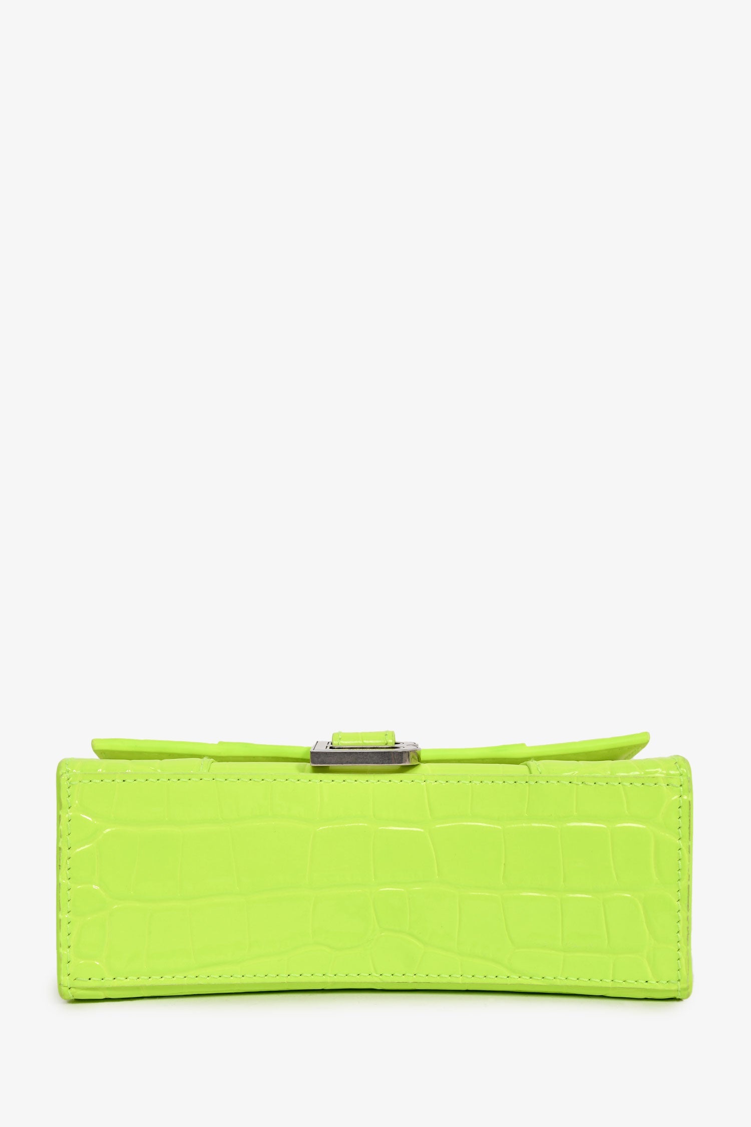 Balenciaga Neon Yellow  Croc Embossed XS Hourglass Top Handle Bag