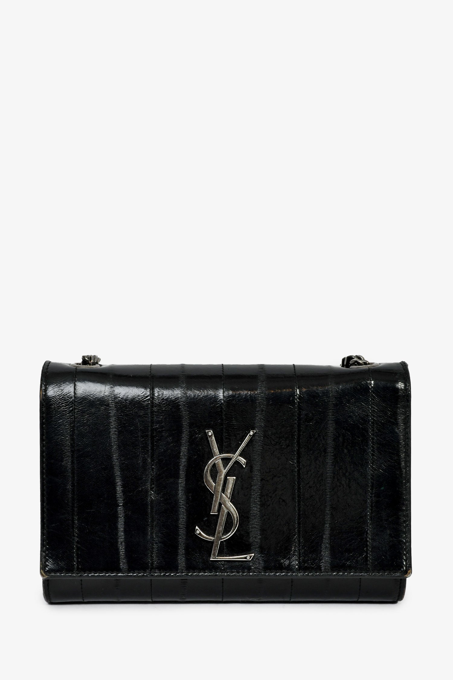 Saint Laurent Black Eel Monogram Sunset Shoulder Bag