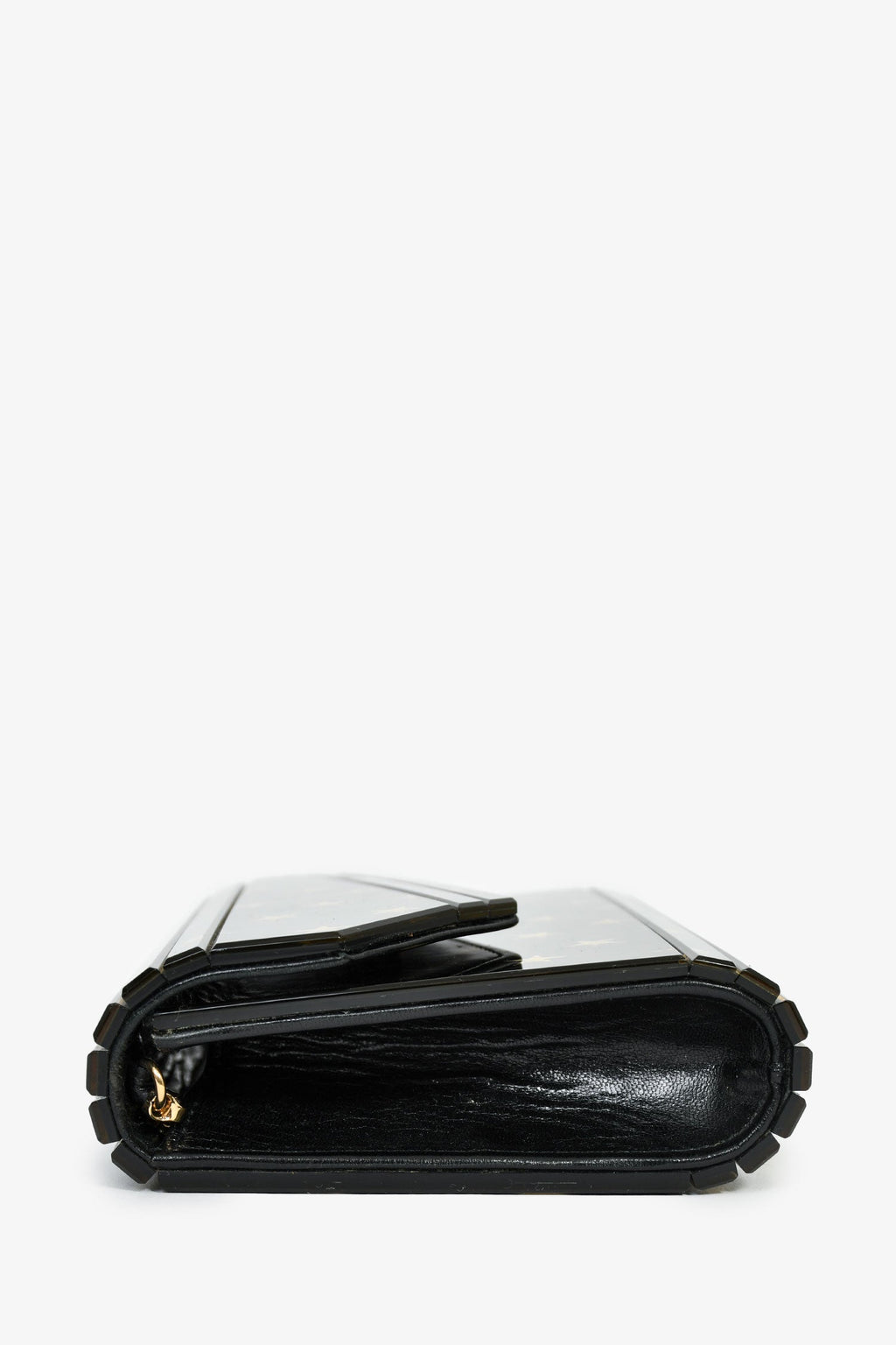 Jimmy Choo Black/Gold Acrylic Star Clutch With Chain