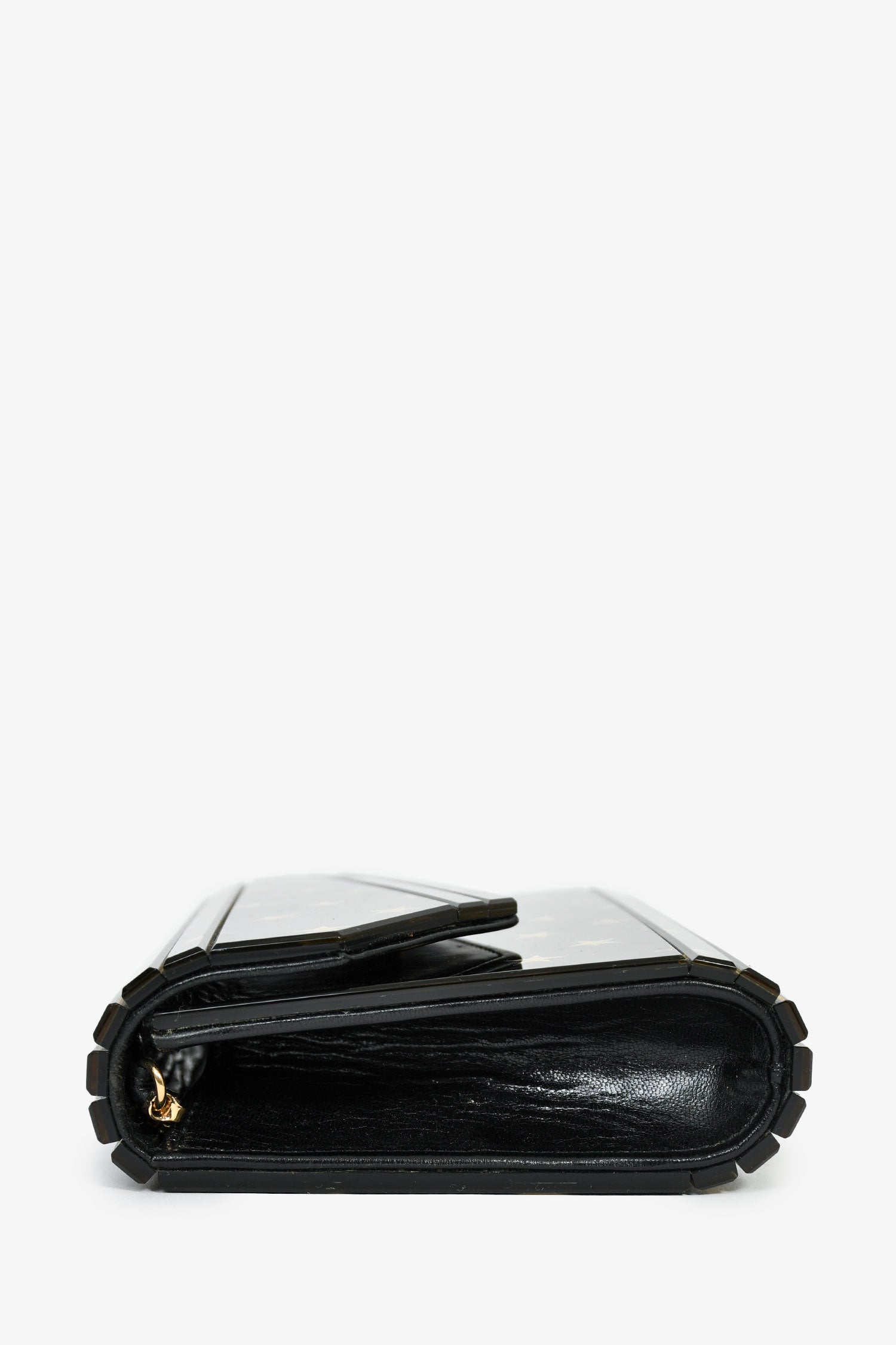 Jimmy Choo Black/Gold Acrylic Star Clutch With Chain
