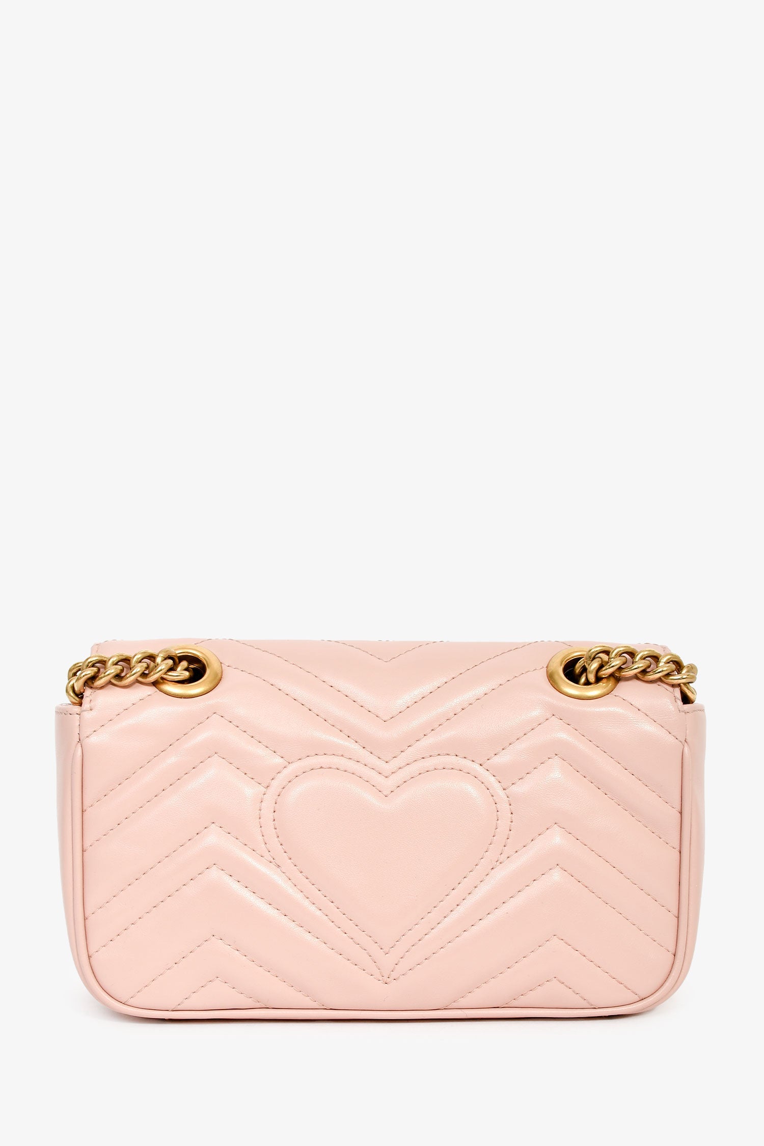 Gucci Light Pink Lambskin Matelasse Small GG Marmont Double Chain Shoulder Bag