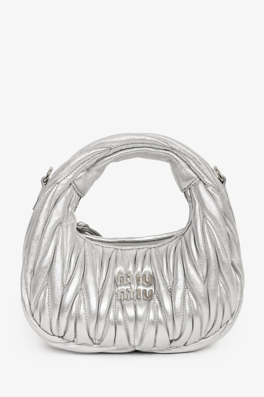 Miu Miu Silver Leather 'Wander Matelassé' Bag