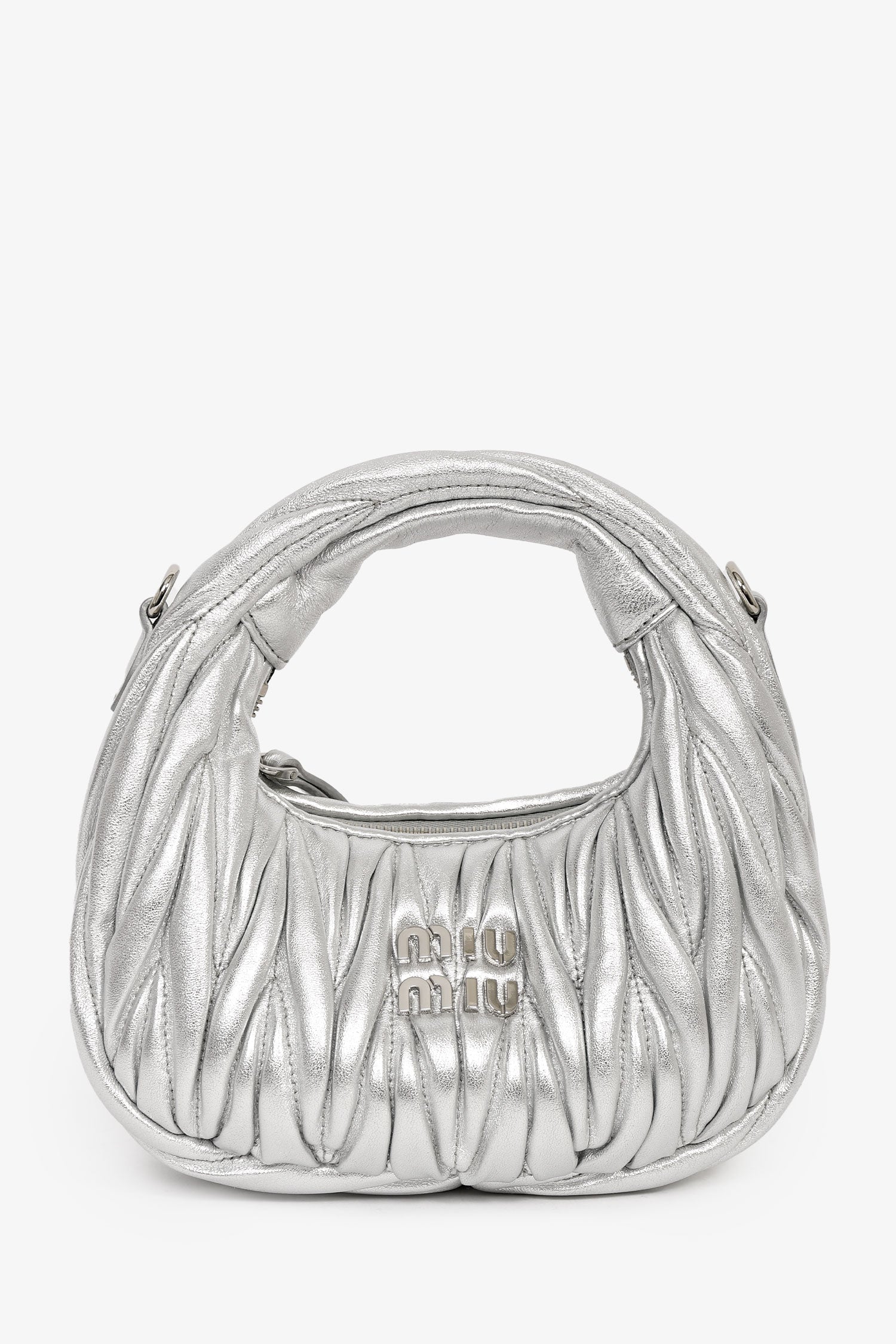 Miu Miu Silver Leather 'Wander Matelassé' Bag