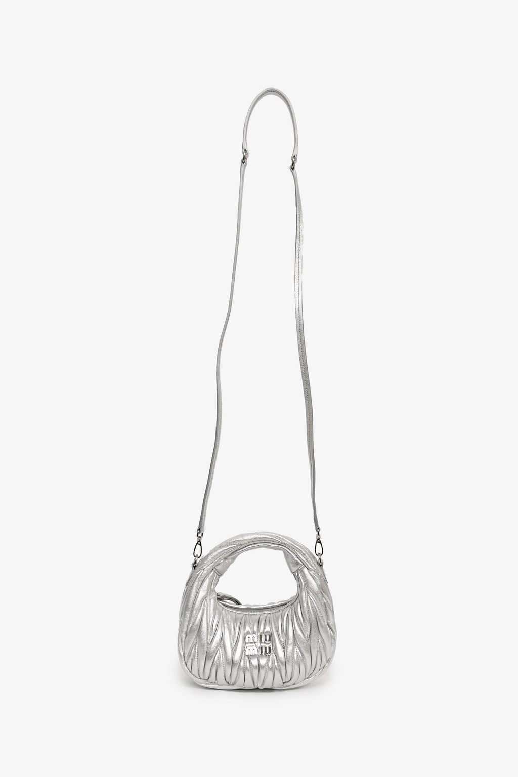 Miu Miu Silver Leather 'Wander Matelassé' Bag