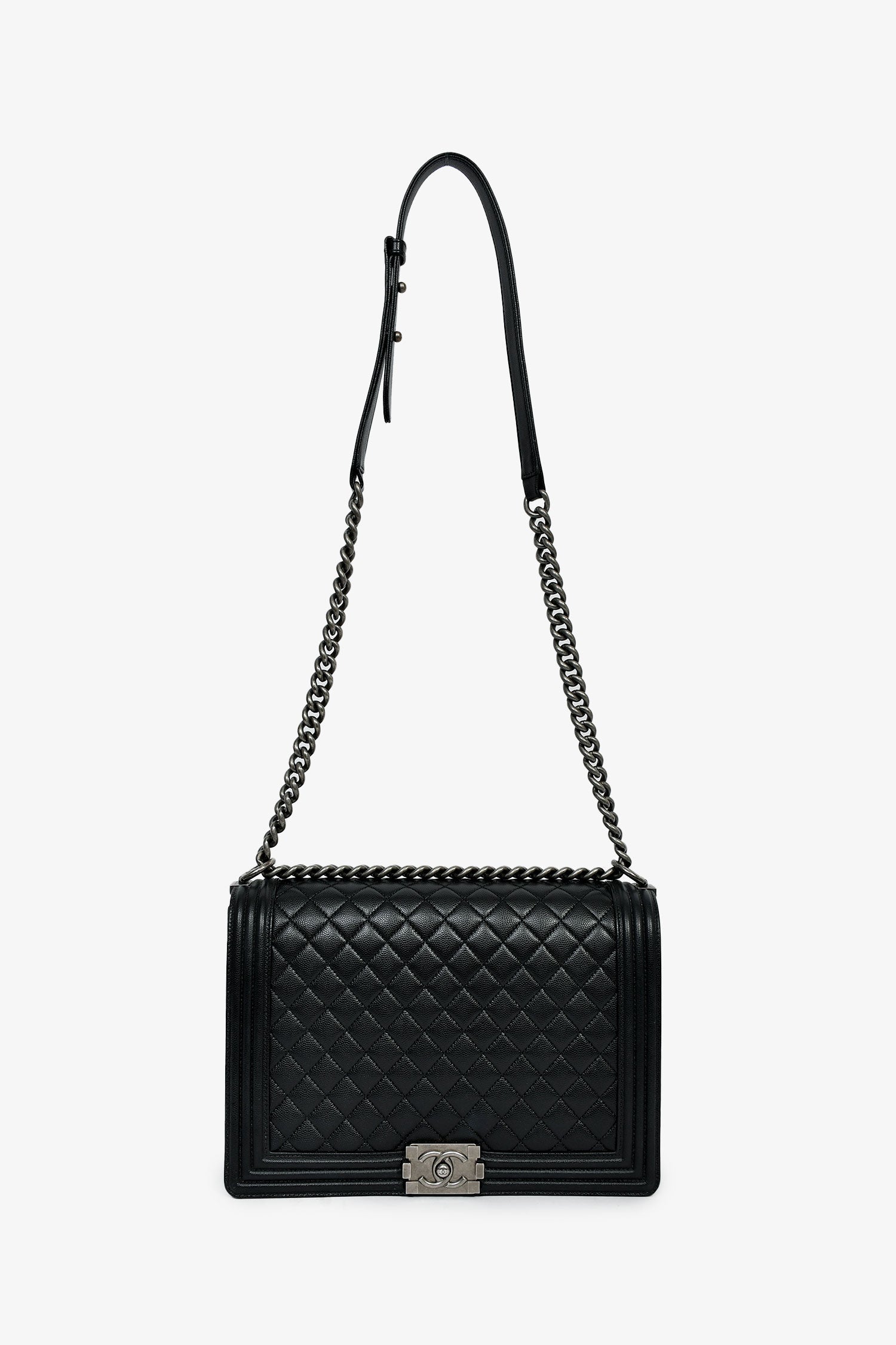 Pre-Loved Chanel™ 2018 Black Caviar Large Boy Bag