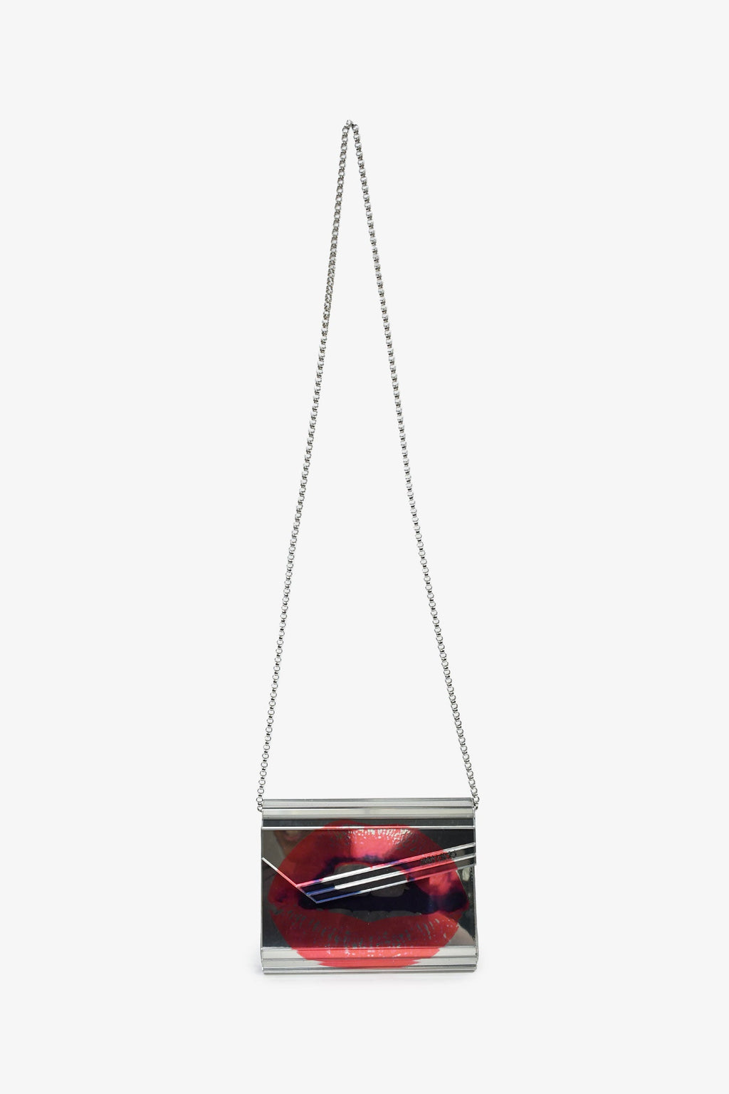 Jimmy Choo Red/Silver Acrylic Lips Clutch With Chain