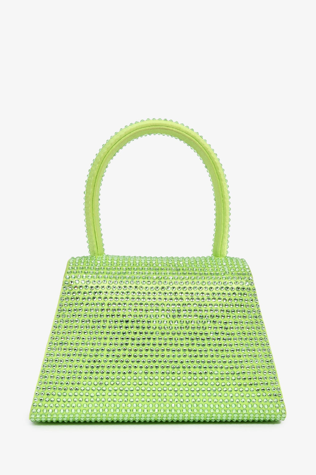 Self-Portrait Green Silk 'The Bow' Embellished Mini Top Handle Bag With Strap