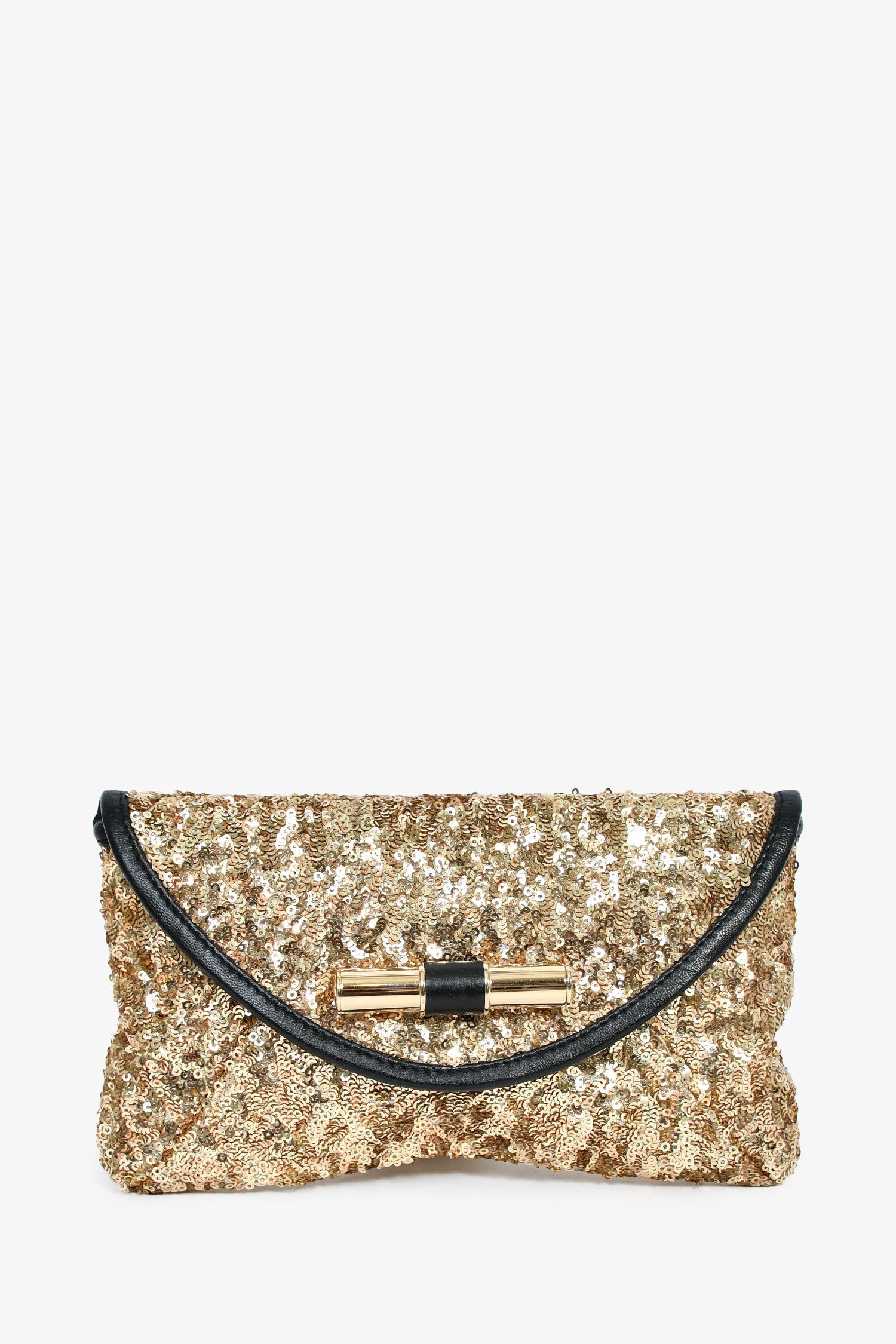 Jimmy Choo Gold Sequin Pouch On Chain