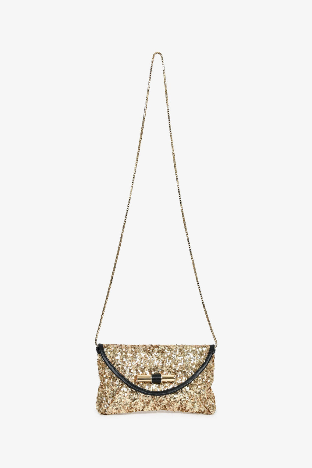 Jimmy Choo Gold Sequin Pouch On Chain