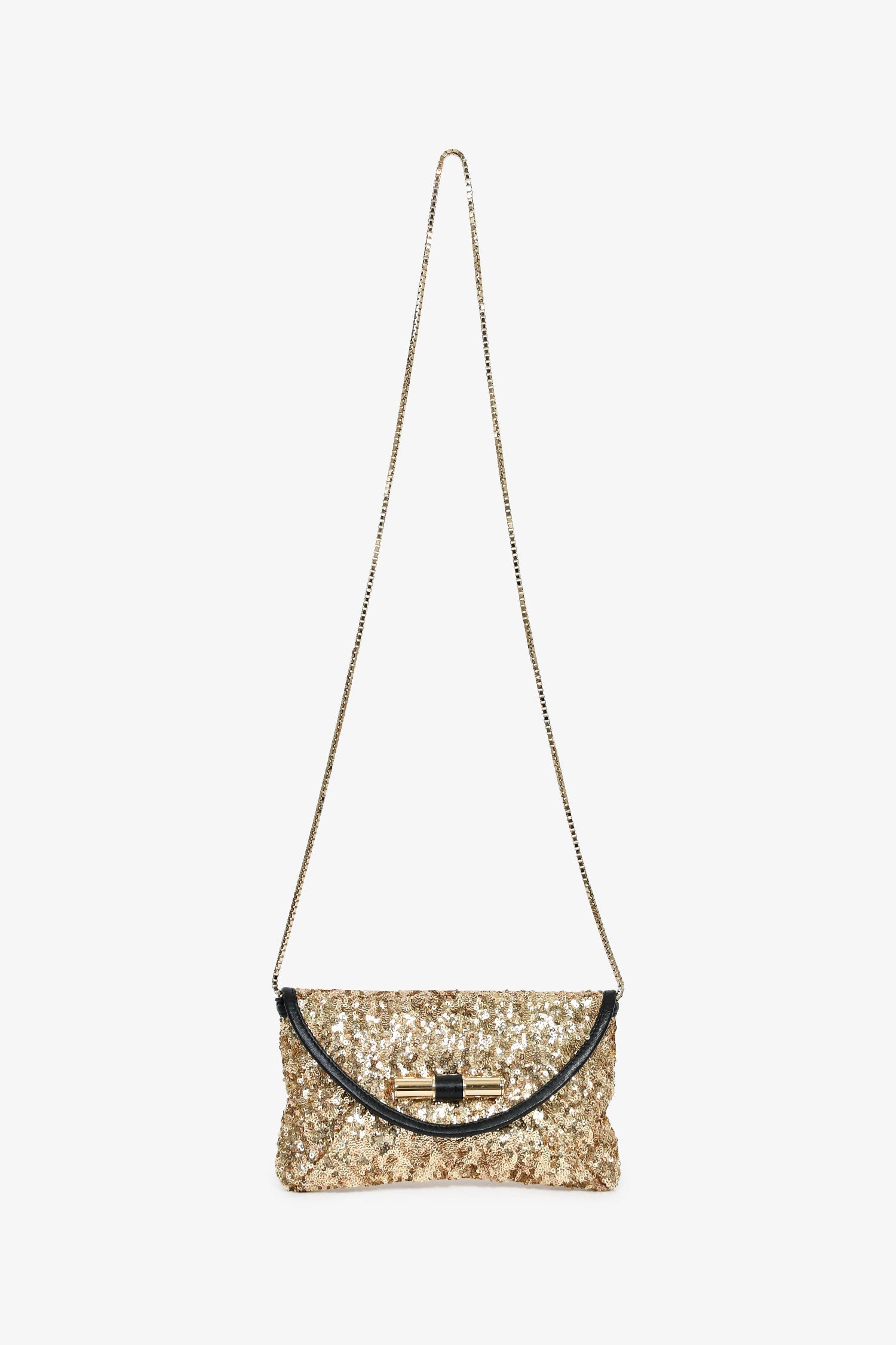 Jimmy Choo Gold Sequin Pouch On Chain