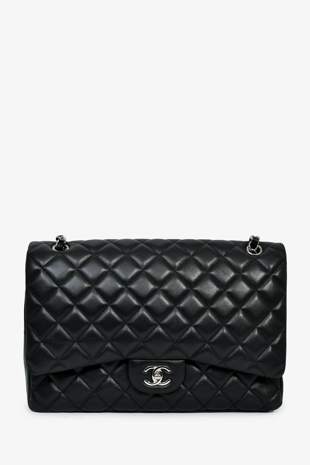 Pre-Loved Chanel™ 2011 Black Lambskin Maxi Single Flap Shoulder Bag