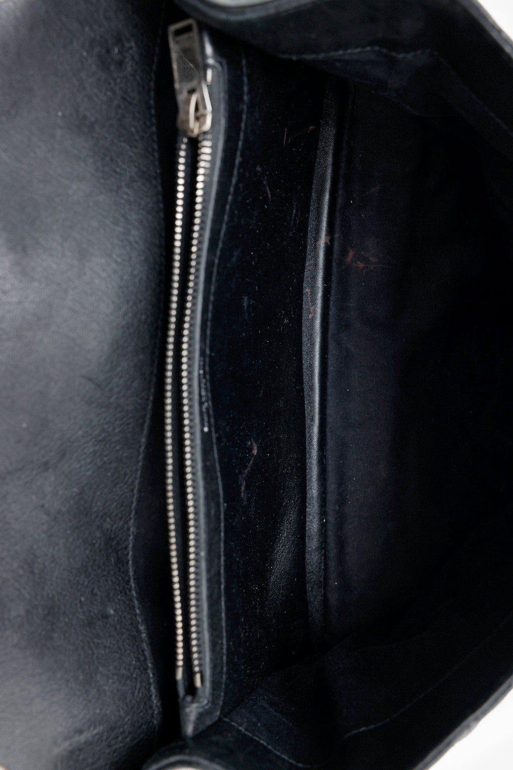 Saint Laurent Black Chevron Tri-Quilted Leather Monogram Large College Bag