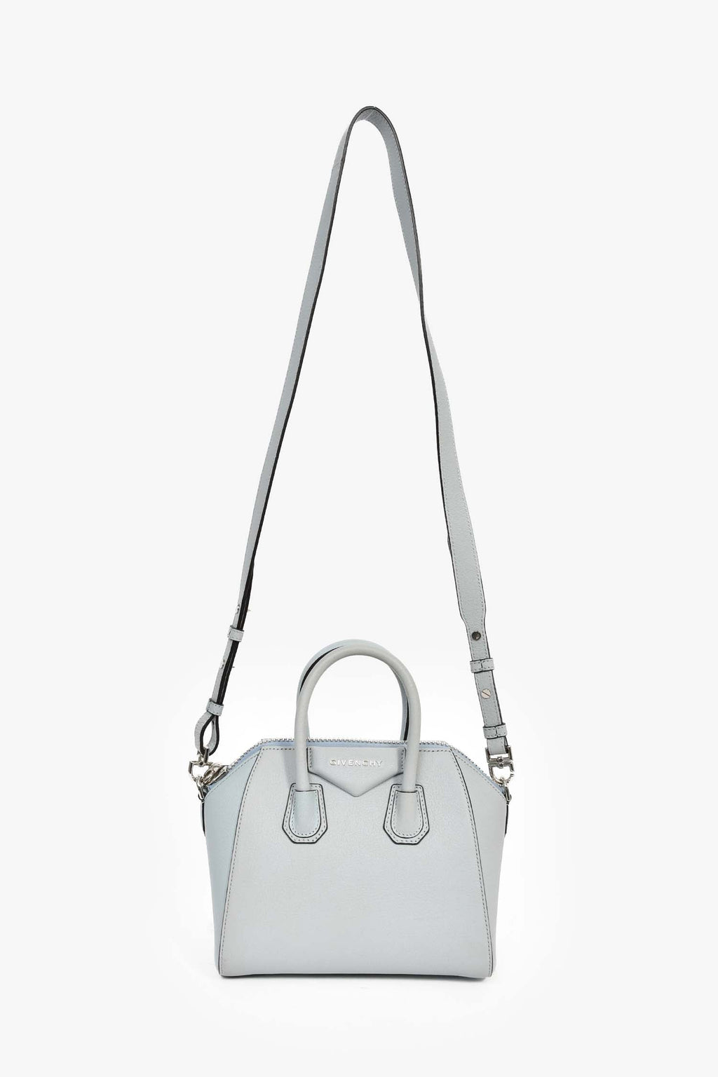 Givenchy Light Blue Leather Mini Antigona Bag With Strap