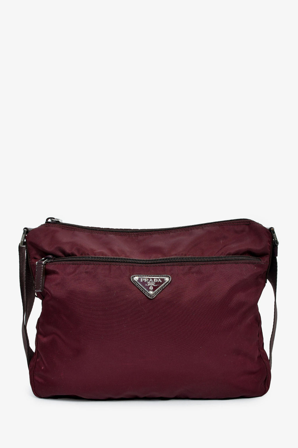 Prada Burgundy Nylon Tessuto Messenger Bag