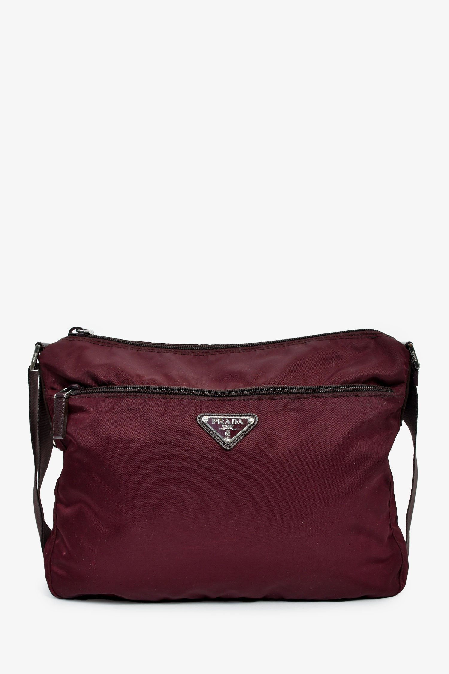 Prada Burgundy Nylon Tessuto Messenger Bag