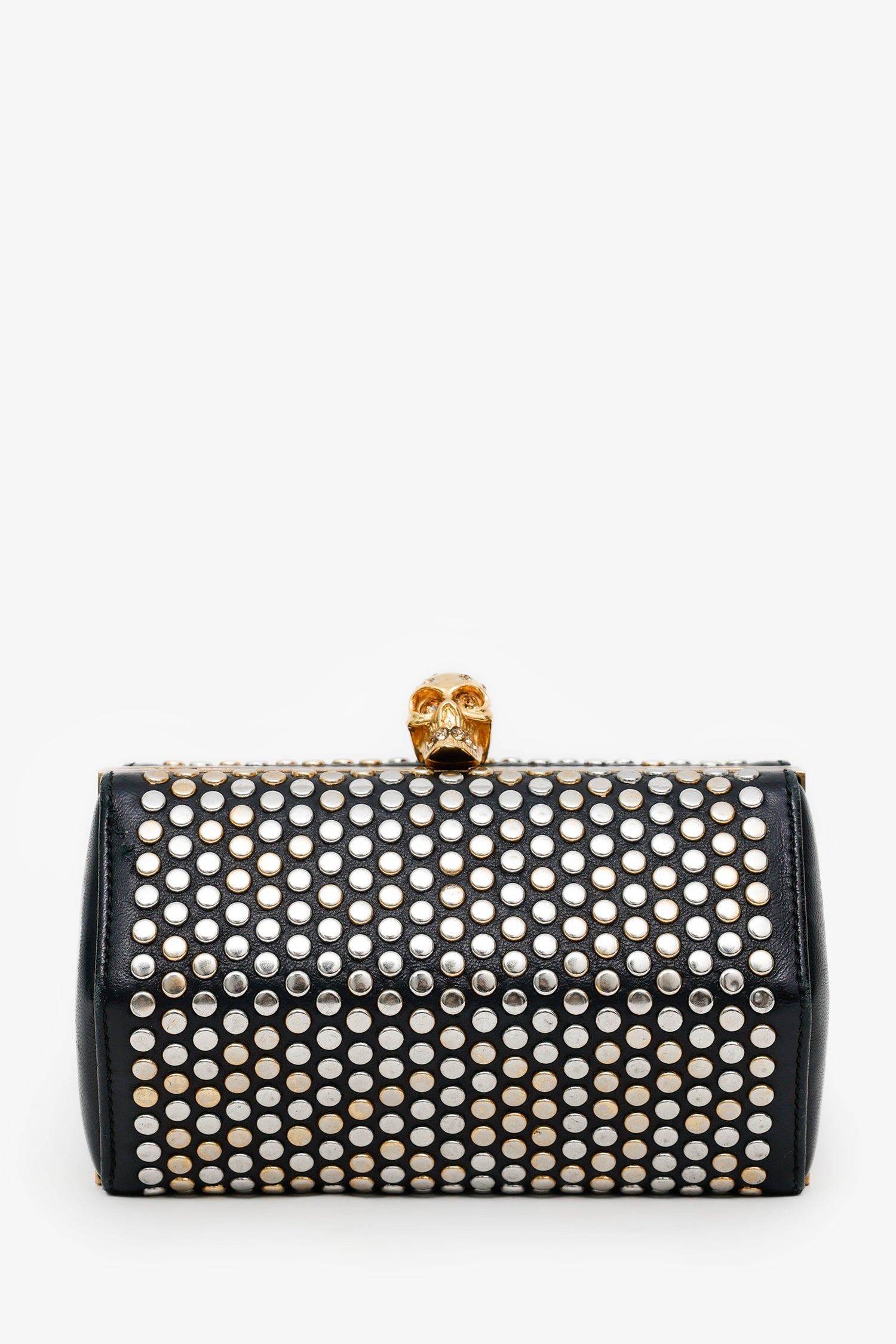 Alexander McQueen Black Leather Hexagon Studded Clutch With Strap