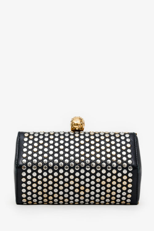 Alexander McQueen Black Leather Hexagon Studded Clutch With Strap