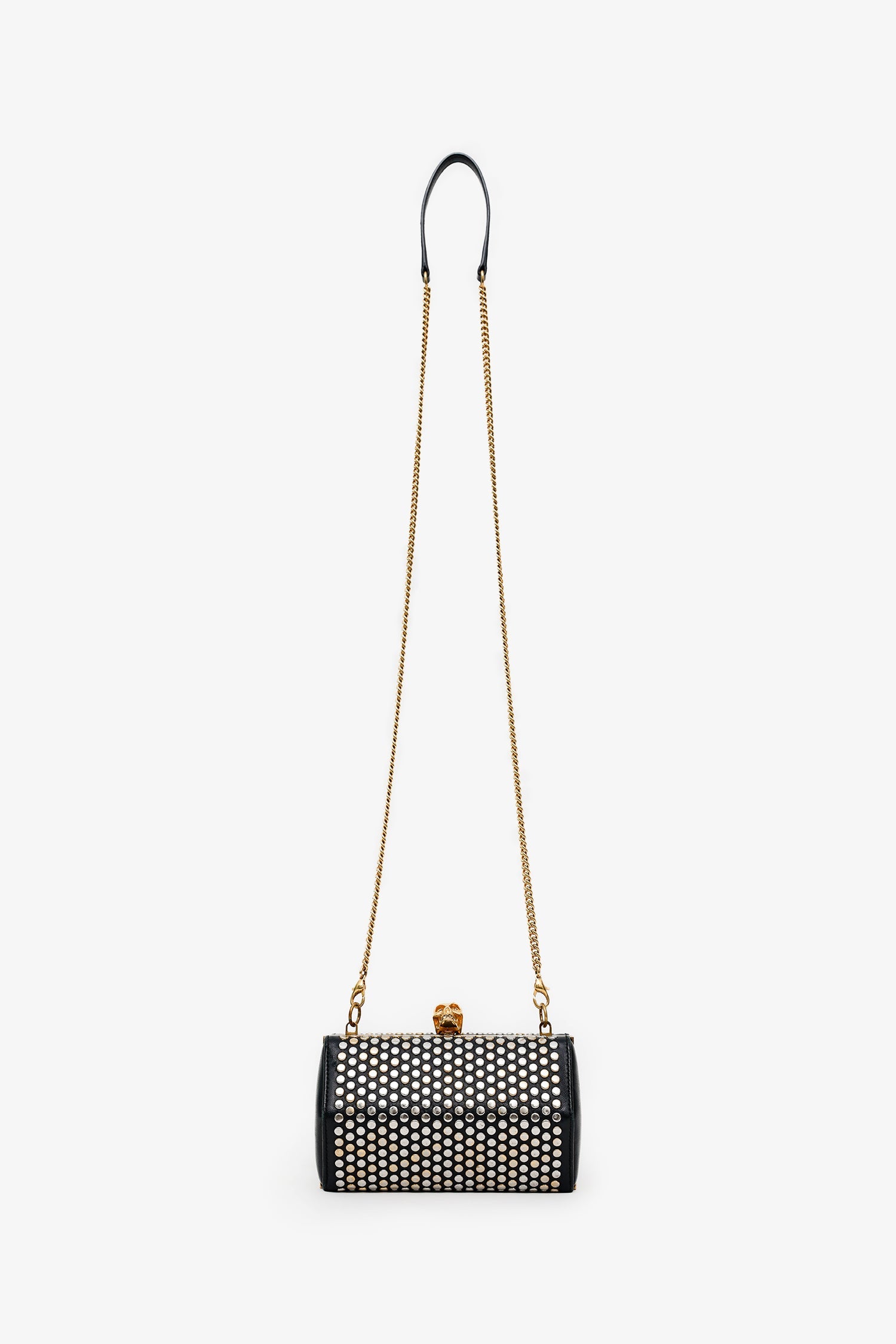 Alexander McQueen Black Leather Hexagon Studded Clutch With Strap