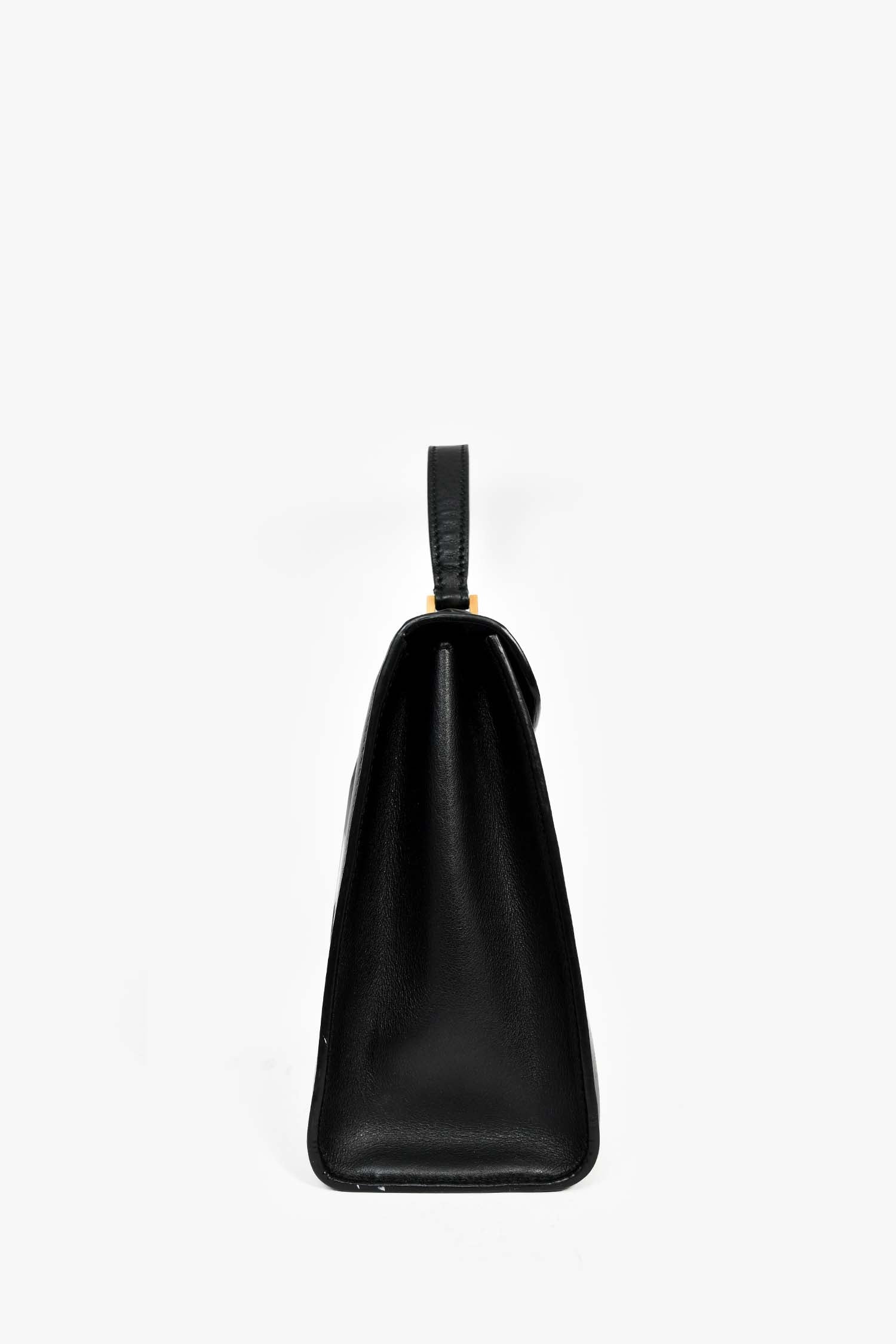 Christian Dior 2017 Black Leather Dioraddict Top Handle Bag With Strap