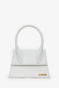 Jacquemus White Leather Medium 'Le Chiquito' Top Handle With Strap