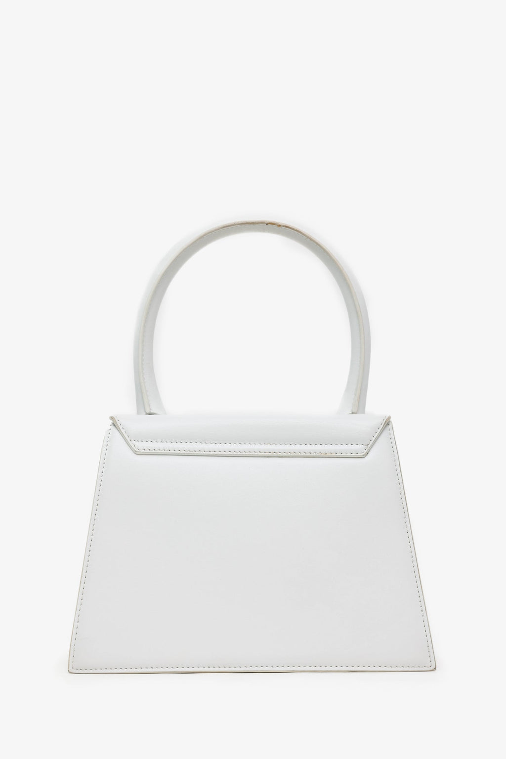 Jacquemus White Leather Medium 'Le Chiquito' Top Handle With Strap