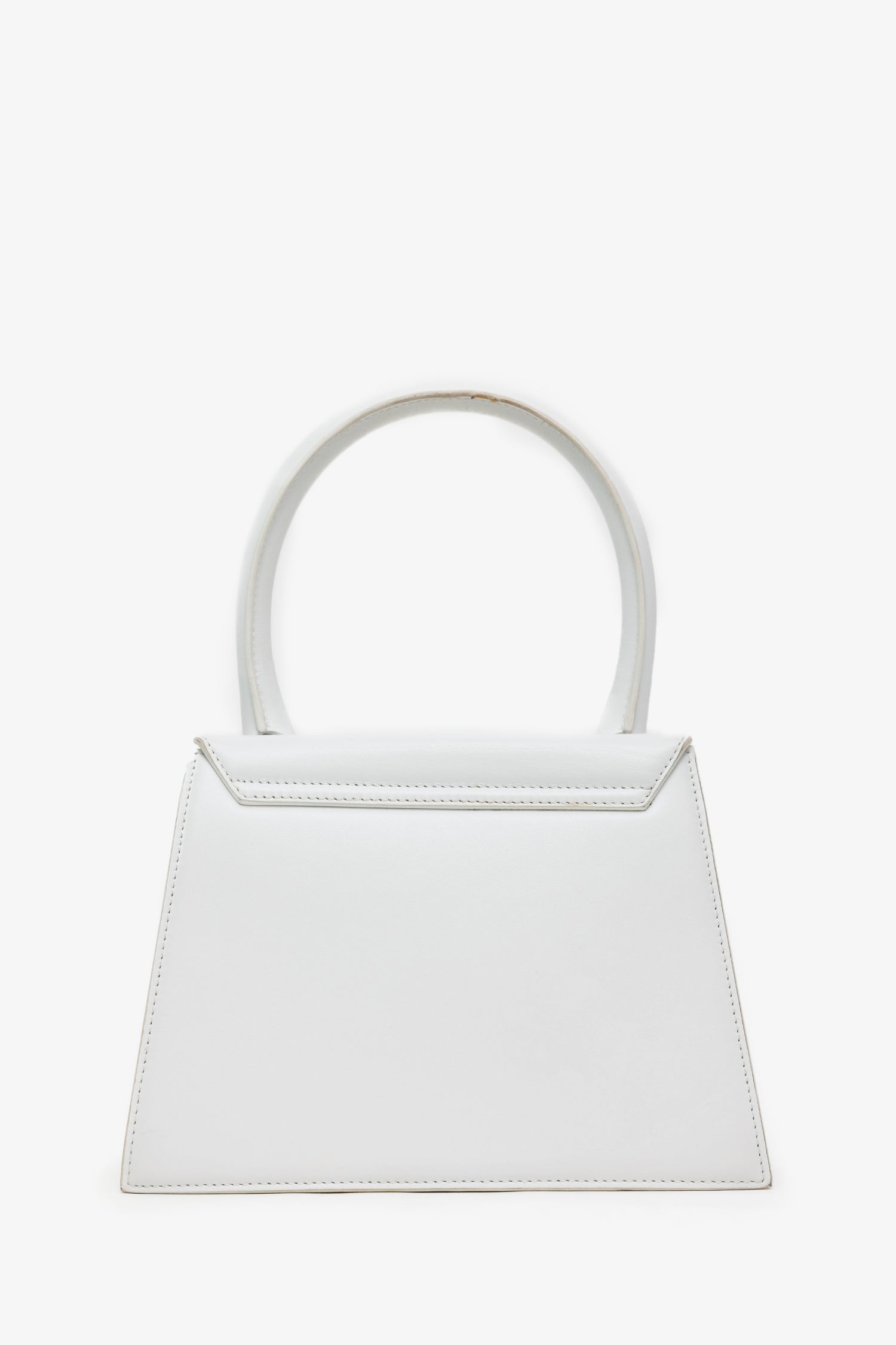 Jacquemus White Leather Medium 'Le Chiquito' Top Handle With Strap