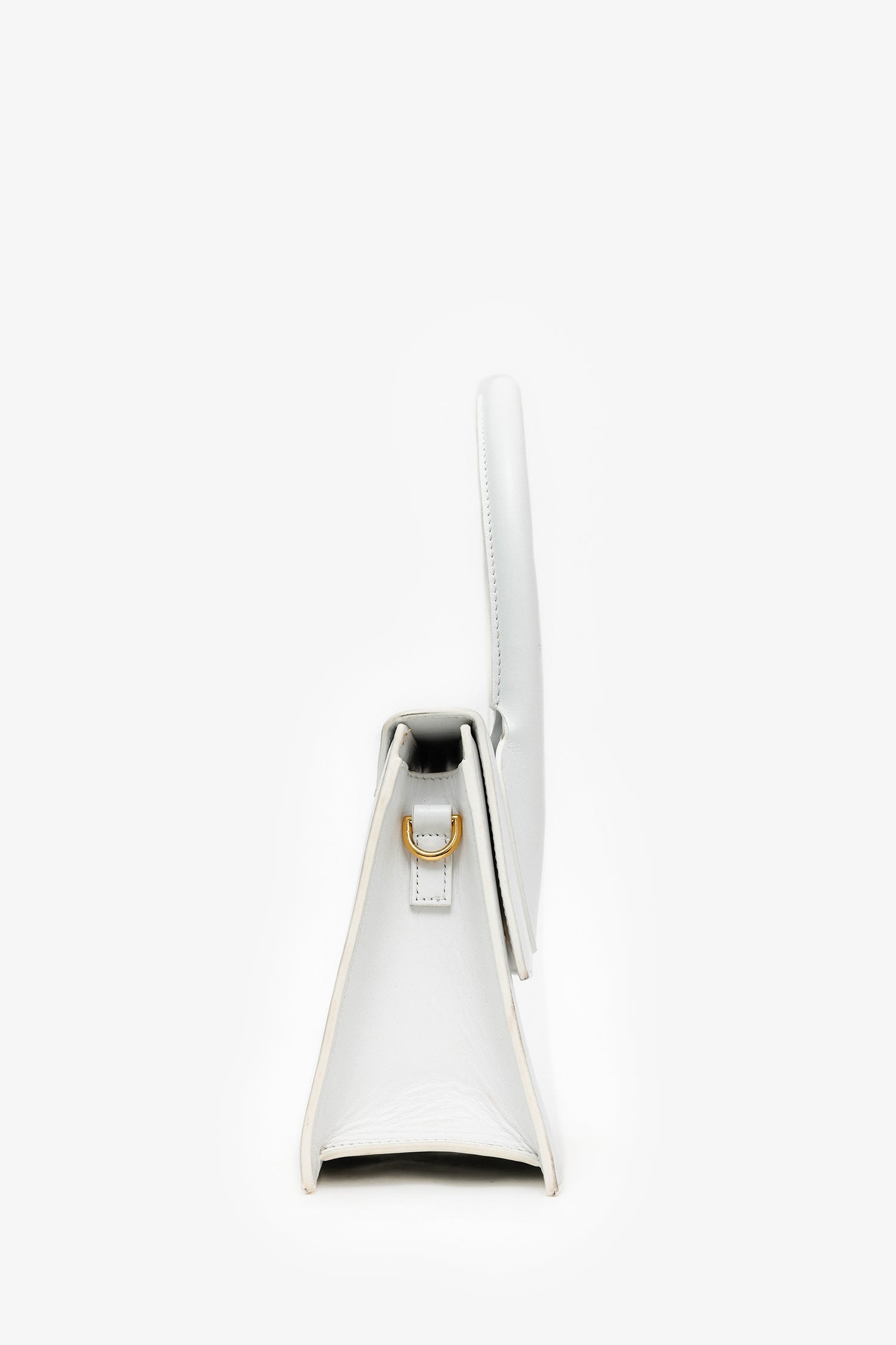 Jacquemus White Leather Medium 'Le Chiquito' Top Handle With Strap