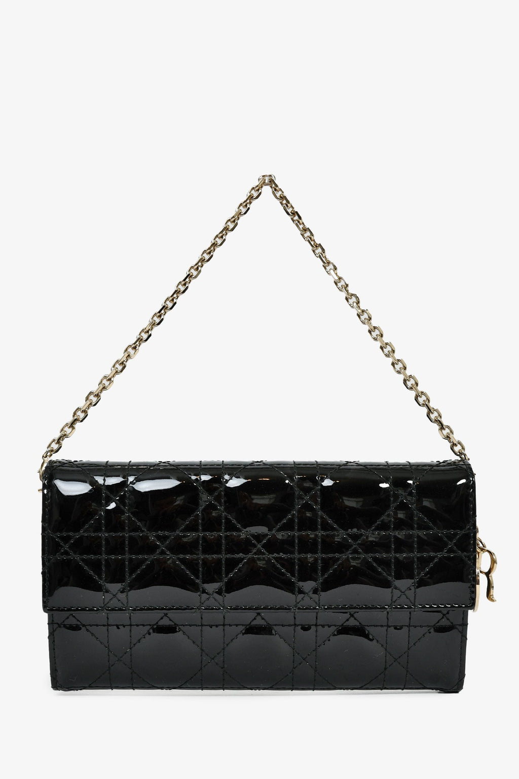 Christian Dior 2017 Grey Leather 'Diorama' Wallet On Chain