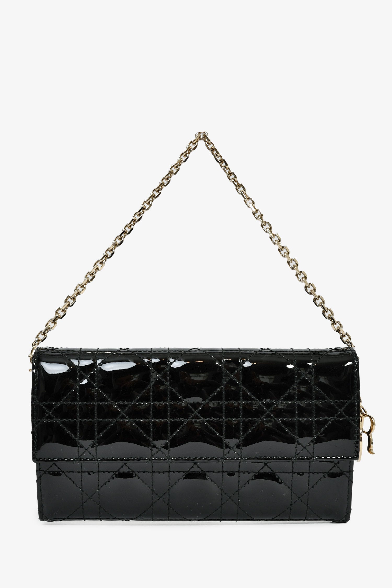Christian Dior 2017 Grey Leather 'Diorama' Wallet On Chain