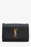 Saint Laurent Black Grained Leather Small Kate Bag