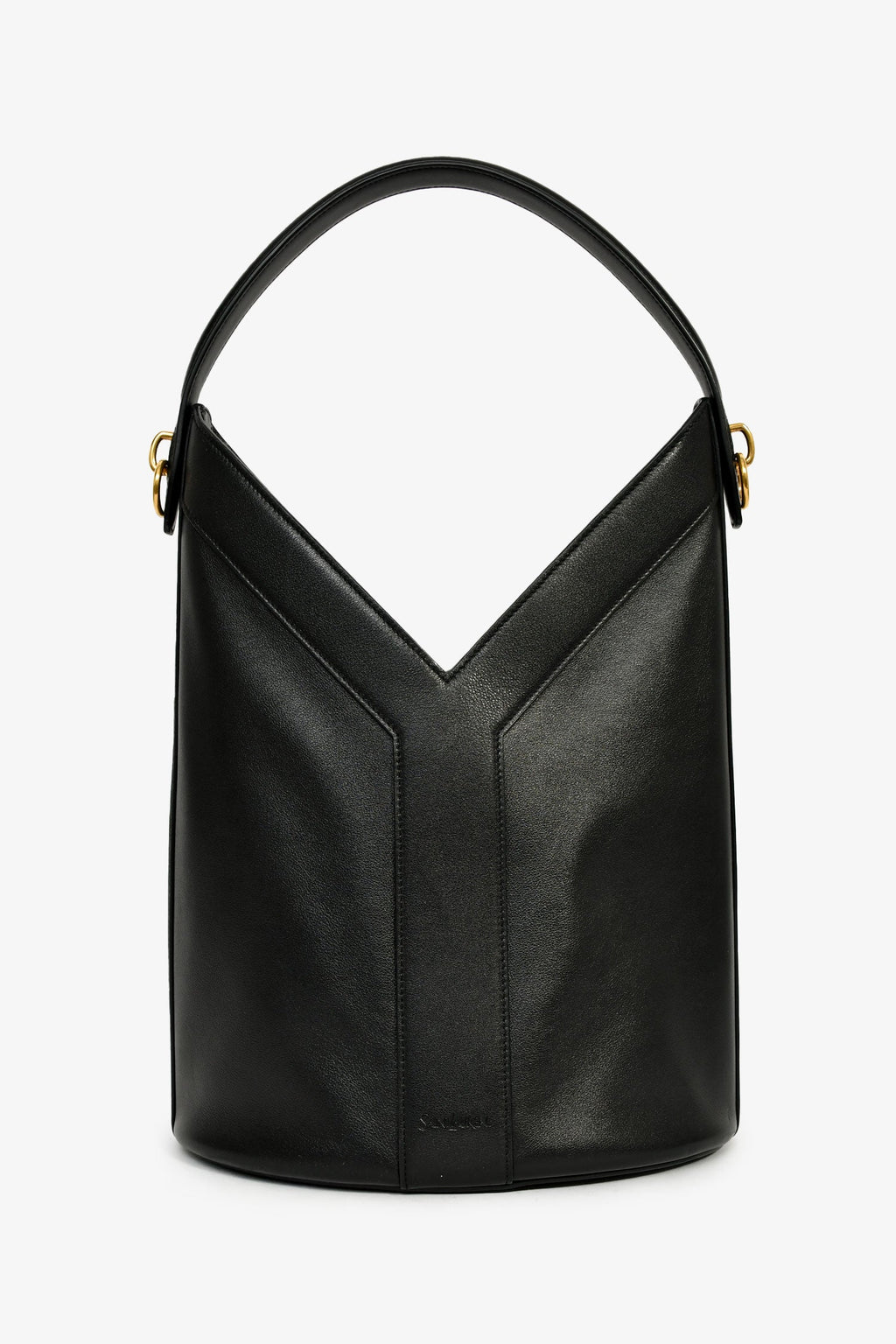Saint Laurent Black Leather Y Bucket Top Handle Bag