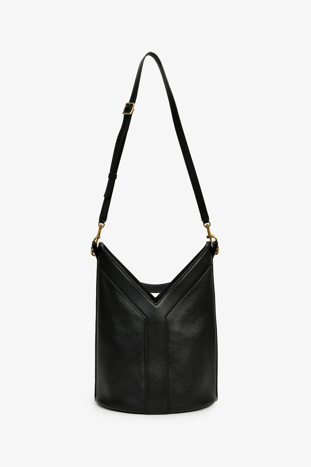 Saint Laurent Black Leather Y Bucket Top Handle Bag