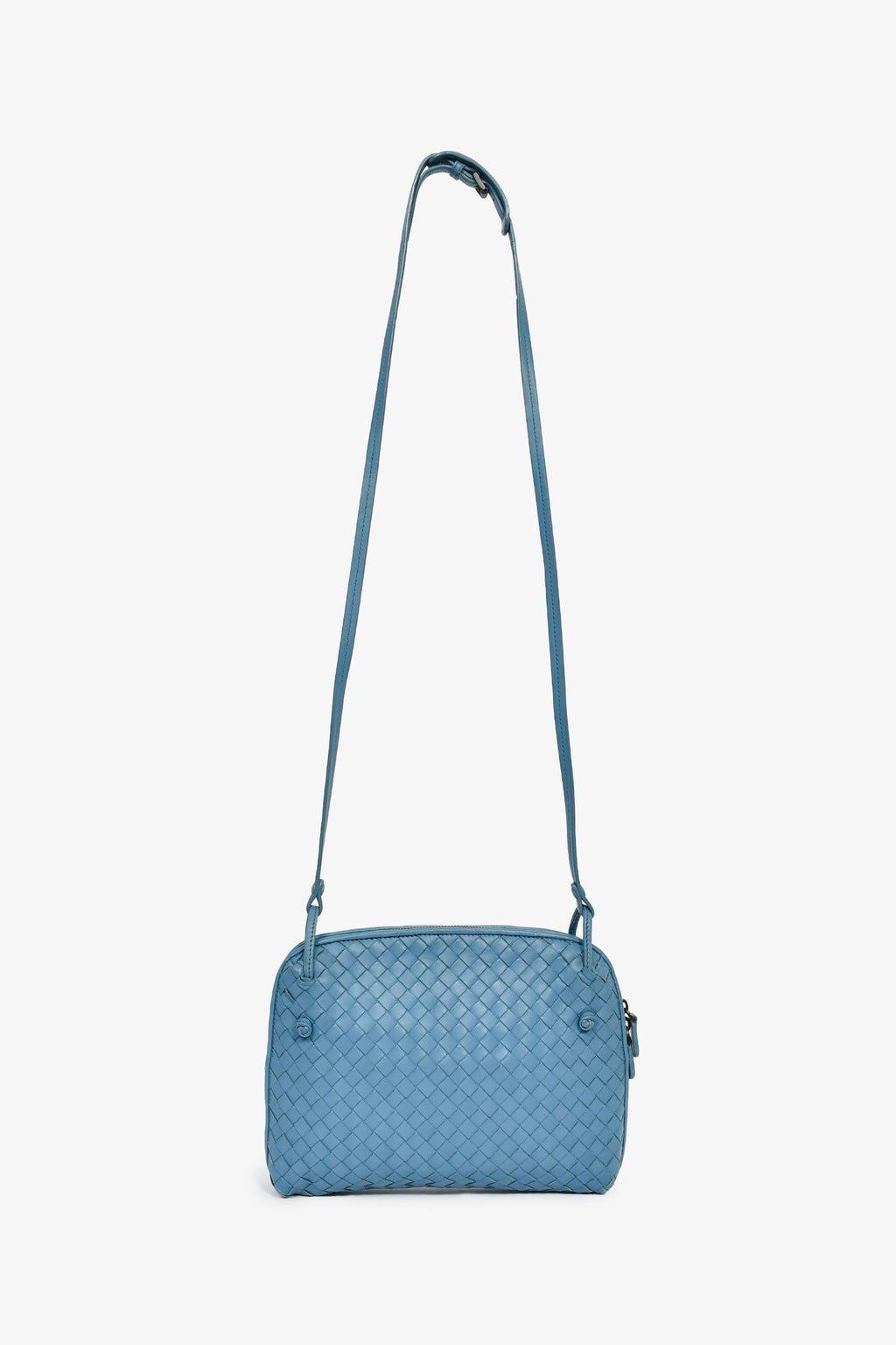 Bottega Veneta Blue Intrecciato Leather Crossbody Bag