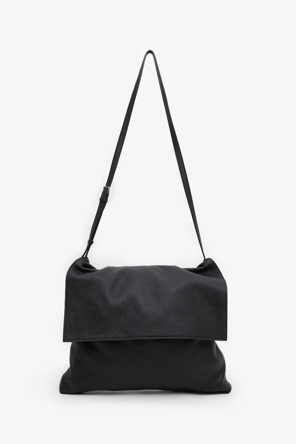 The Row Black Grained Leather Nan Shoulder Bag