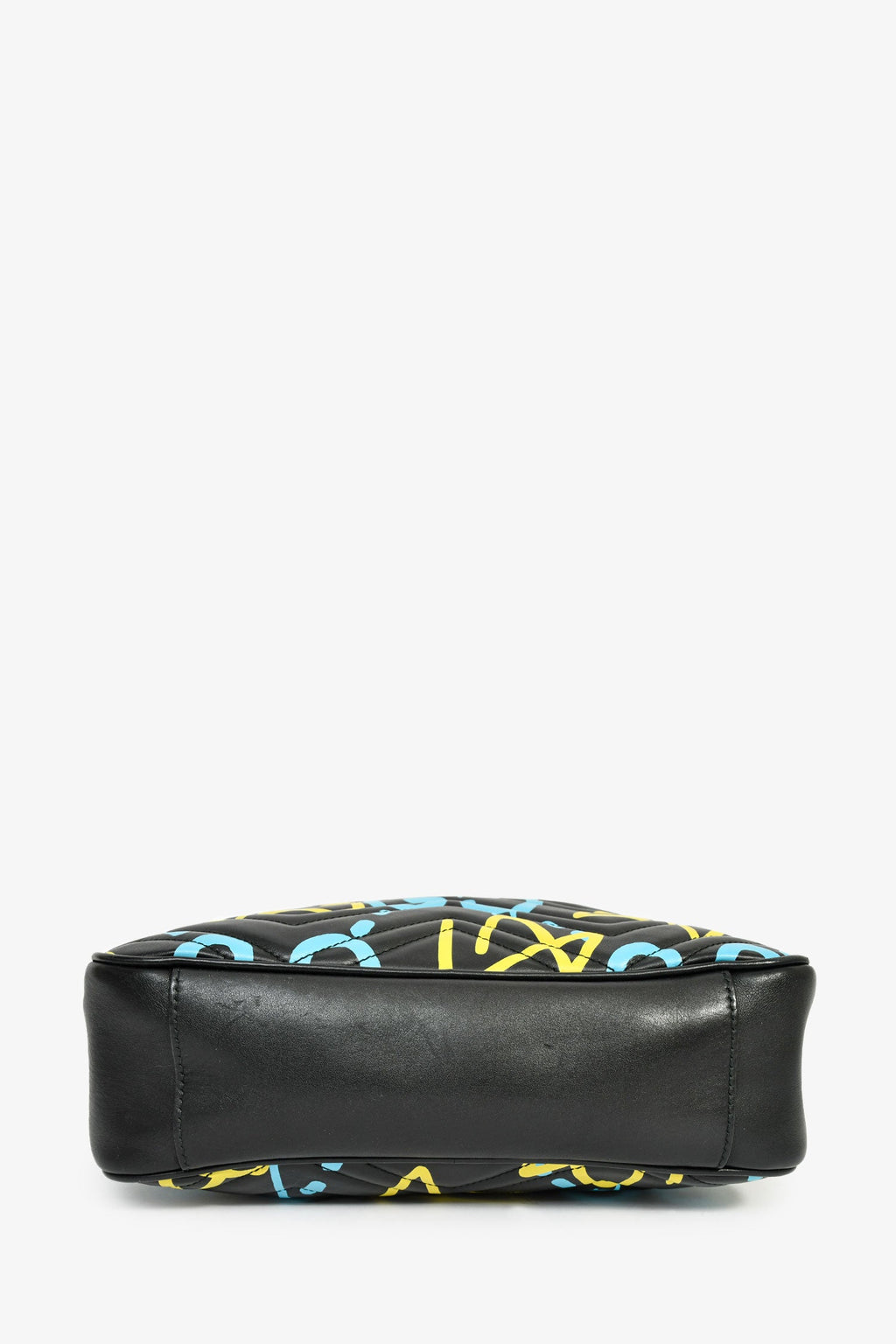 Gucci Black Leather GG Marmont Ghost Large Graffiti Shoulder Bag