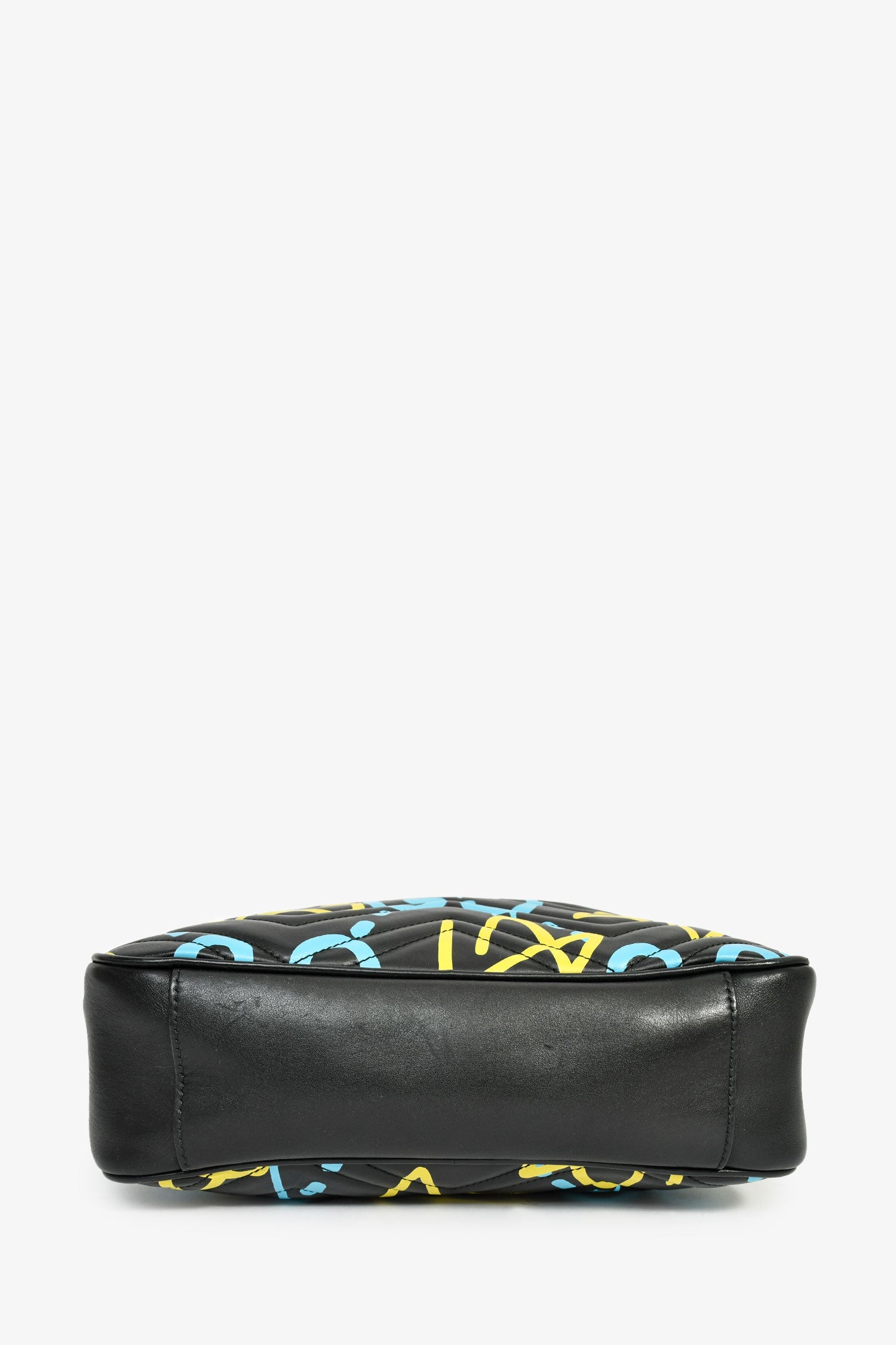 Gucci Black Leather GG Marmont Ghost Large Graffiti Shoulder Bag