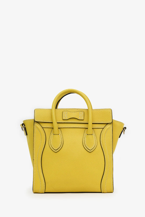 Celine Yellow Leather Nano Luggage Bag With Strap
