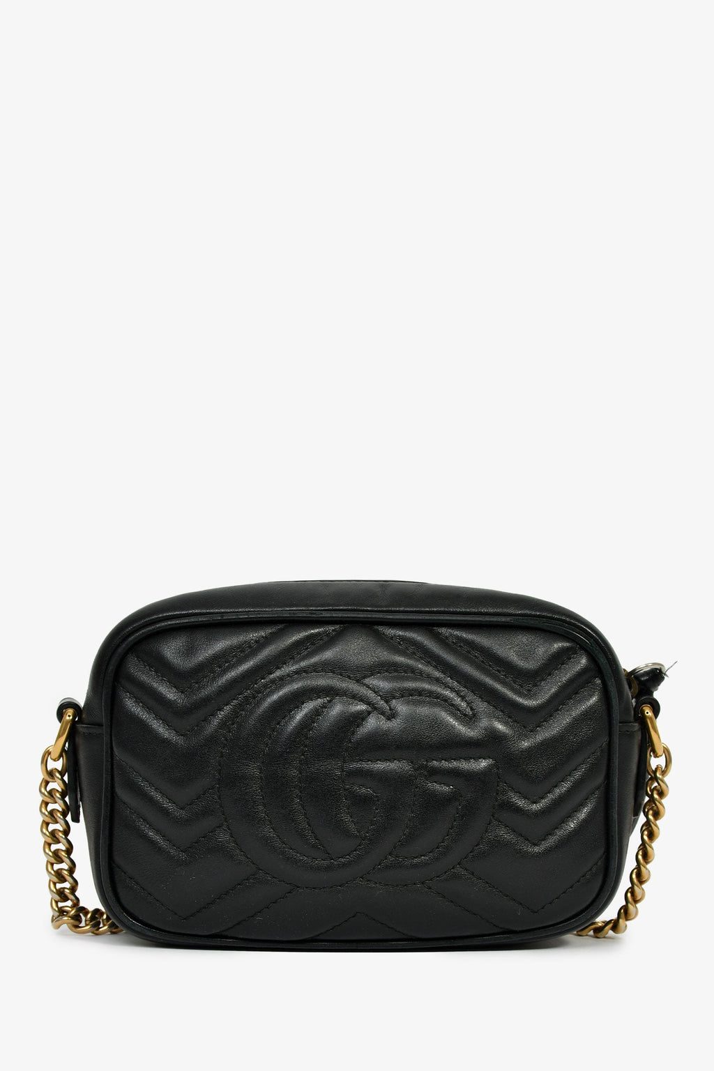 Gucci Black Leather GG Marmont Crossbody Bag