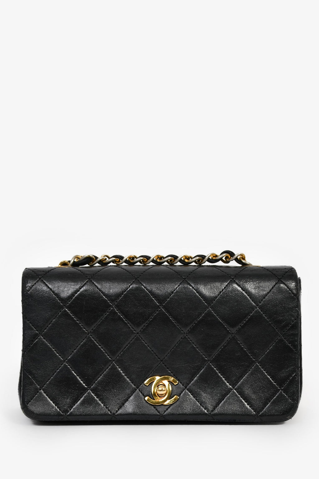 Pre-Loved Chanel™ 1989-91 Black Quilted Lambskin Mini Rectangular Full Flap Bag